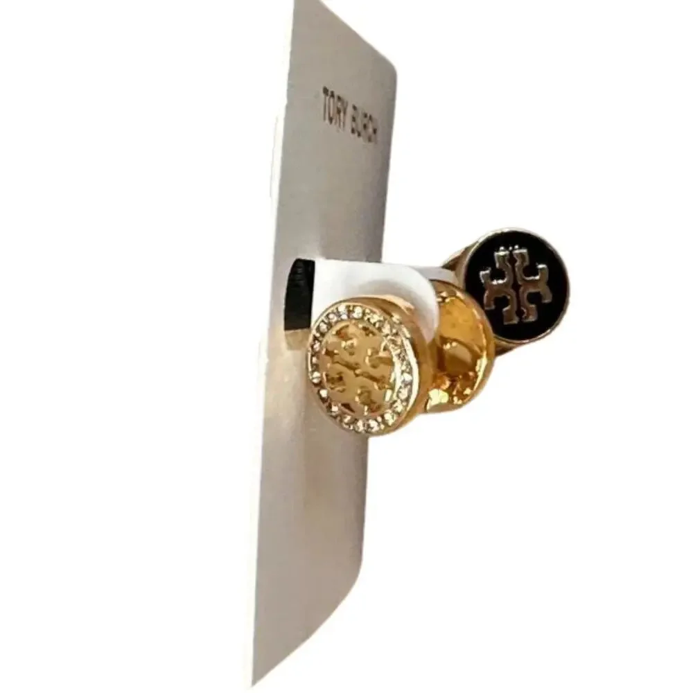 ✨ Tory Burch White & Black Reversible Crystal Stud Earrings – 2 Looks in 1! ✨